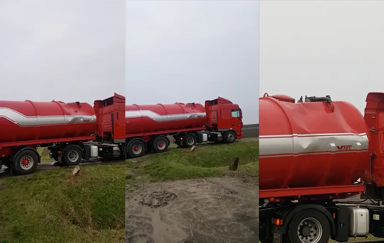 Tankwagen heeft een paar deukjes, maar die pomp je er zo uit