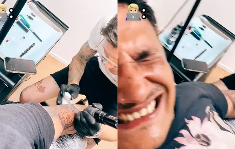 Tattoëerder neemt telefonische verkoper te grazen