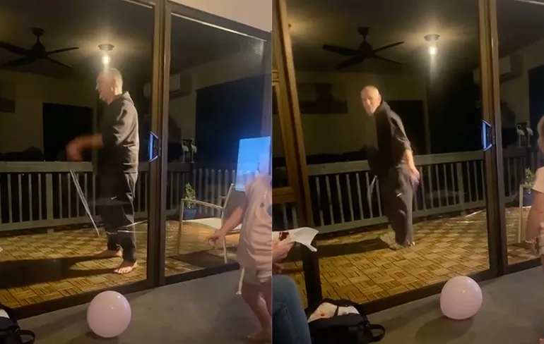 Touwtje springen op balkon en dan een verdieping lager eindigen