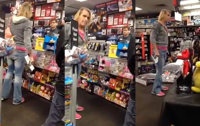 Transgender heeft een inzinking in een Gamestop in Albuquerque