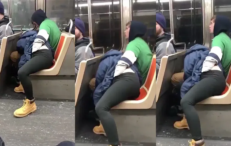 Twee Eagles Fans vieren overwinning in de metro