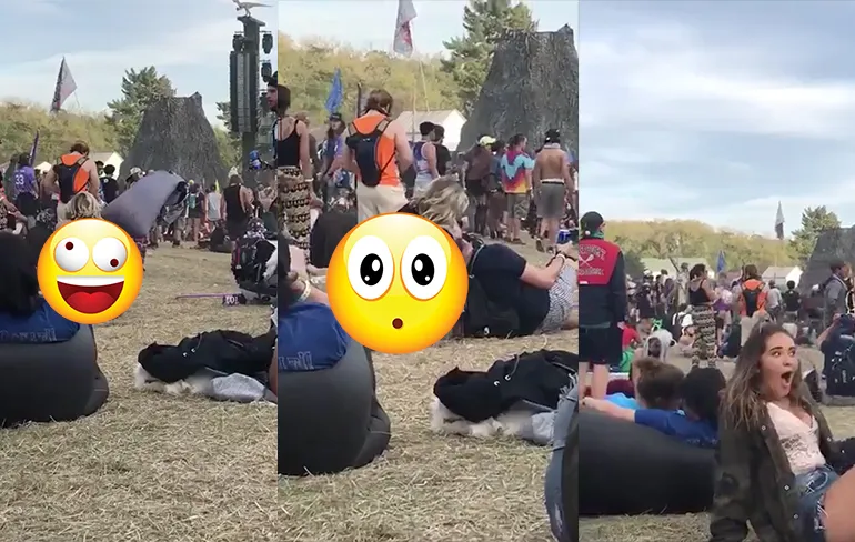 Twee gasten likken vrouw schoon op festival Lost Lands