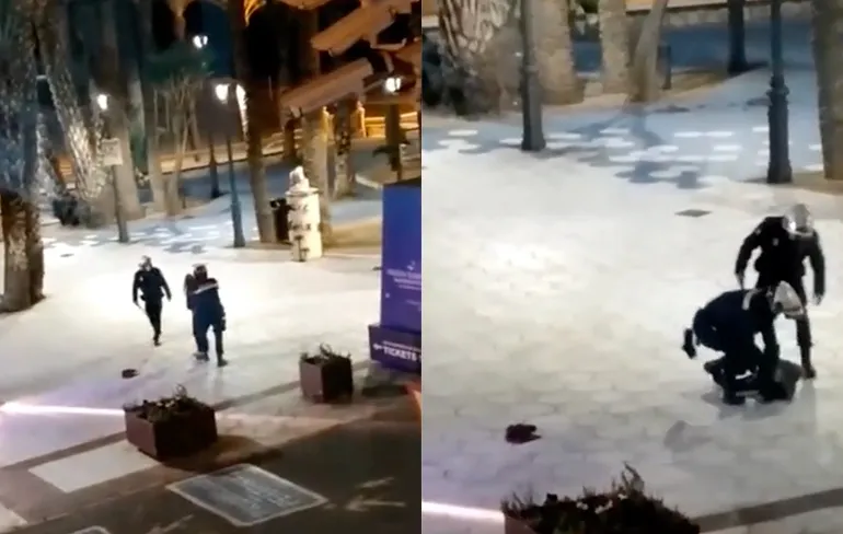 Twee politieagenten op camera vastgelegd die vrouw aftuigen in Benidorm