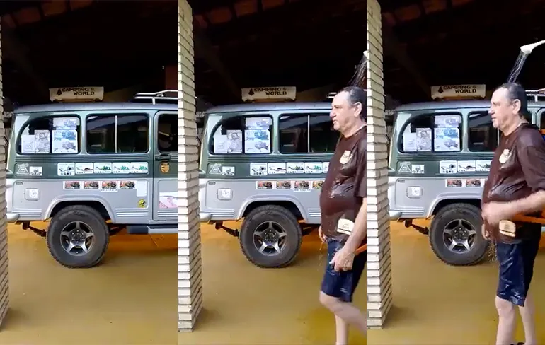 Uitvinding zodat je eindelijk lekker kunt douchen op de camping...