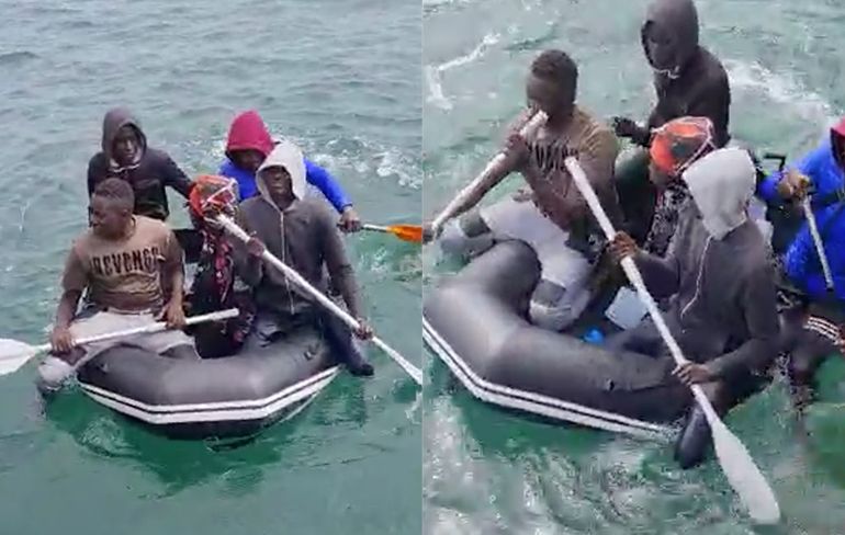 Urkse vissers treffen vluchtelingen in rubberbootje aan in de Noordzee