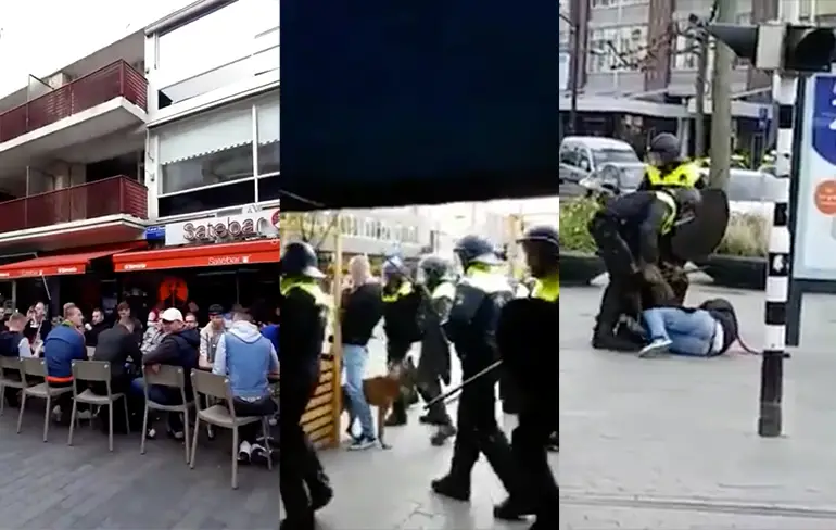 Van lekker op een terras zitten, naar klappen van de ME?
