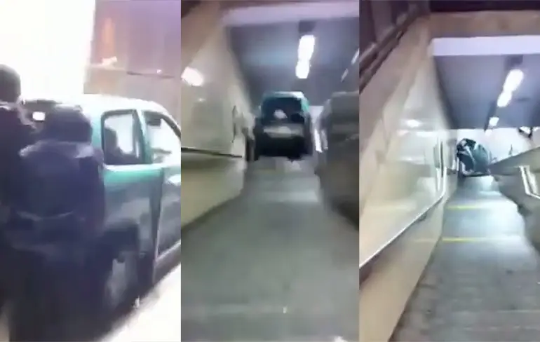 Vandalen Brussel gooien auto in metrostation op oudejaarsavond