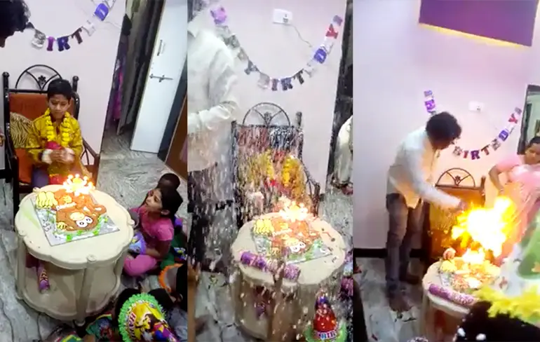 Verjaardagsfeestje in India heeft ineens een warm sfeertje