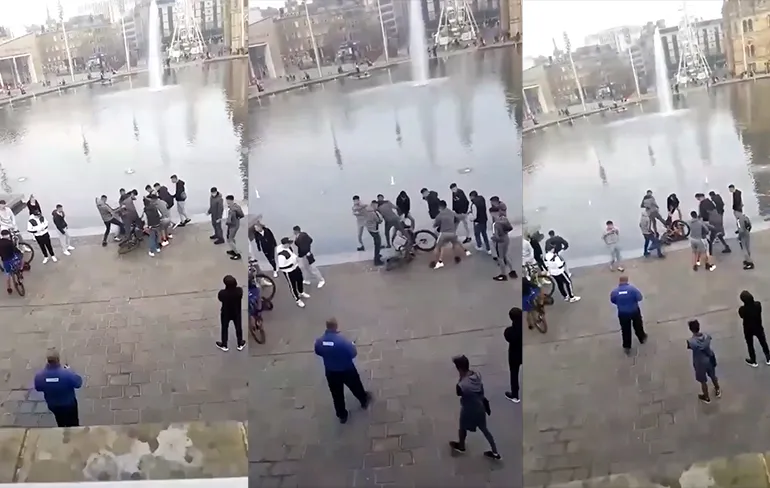 Verschrikkelijke beelden van kopschoppers uit het Engelse Bradford