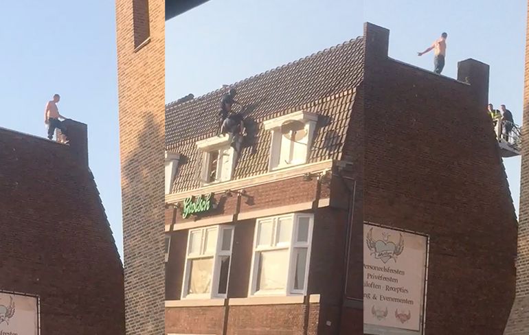 Verwarde man in Hengelo springt van dak eetcafe