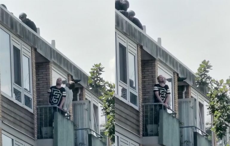 Video arrestatieteam haalt "trippende tweeling" van balkon in Amstelveen