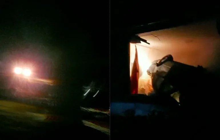 Video auto crasht na achtervolging in huis in Bergentheim