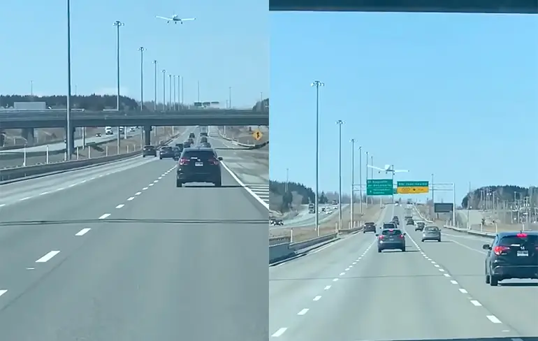 Vliegtuigje maakt noodlanding op snelweg in Canadese Quebec