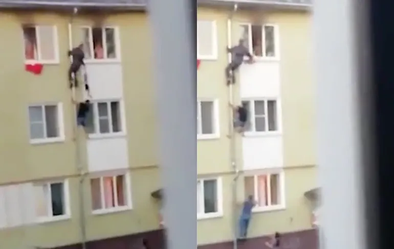 Voorbijgangers redden 3 kinderen uit brandend appartement in Russische Kostroma