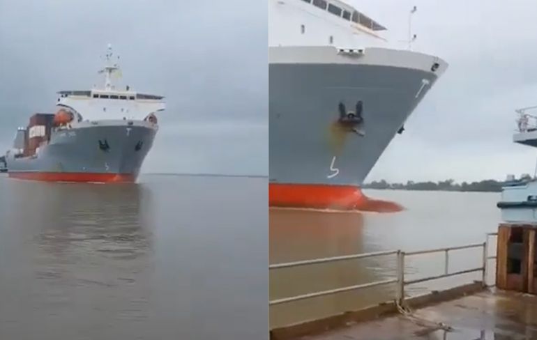 Vrachtschip "Tropic Tide" ramt ander vaartuig in Suriname