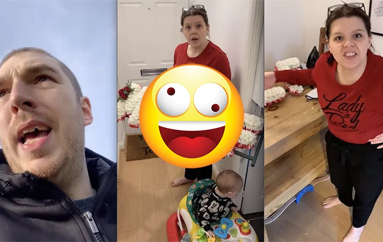 Vrouw absoluut niet blij met boeket bloemen voor Valentijnsdag