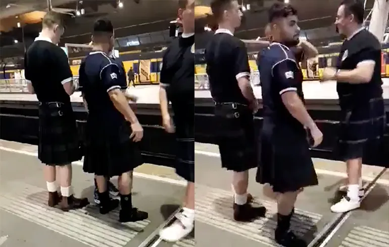 Vrouw bij Metro Amsterdam Arena ziet wat Schotten onder hun kilt dragen