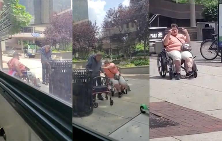 Vrouw in rolstoel valt man met looprekje aan