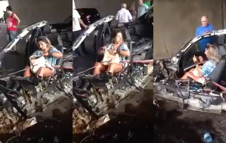 Vrouw in shock na ongeluk en werkt make-up bij naast dode vriend