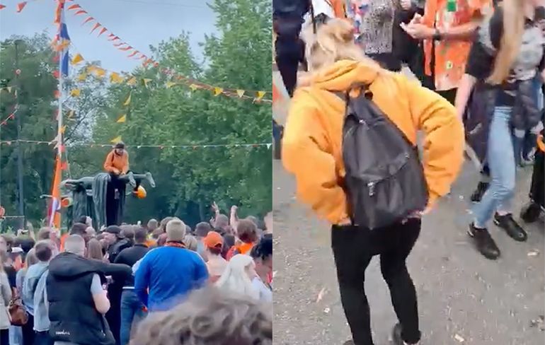 Vrouw laat na winst oranje van alles zien op rotonde in Apeldoorn