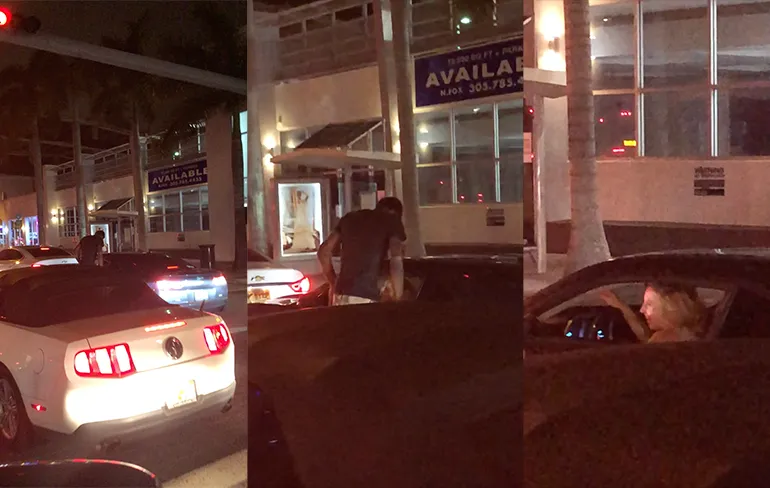 Vrouw speelt even stofzuiger uit auto tijdens Spring Break in Miami