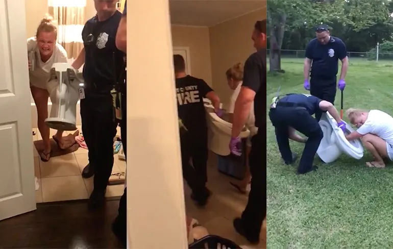 Vrouw zit tot overmaat van ramp op pechdag ook nog vast in toilet