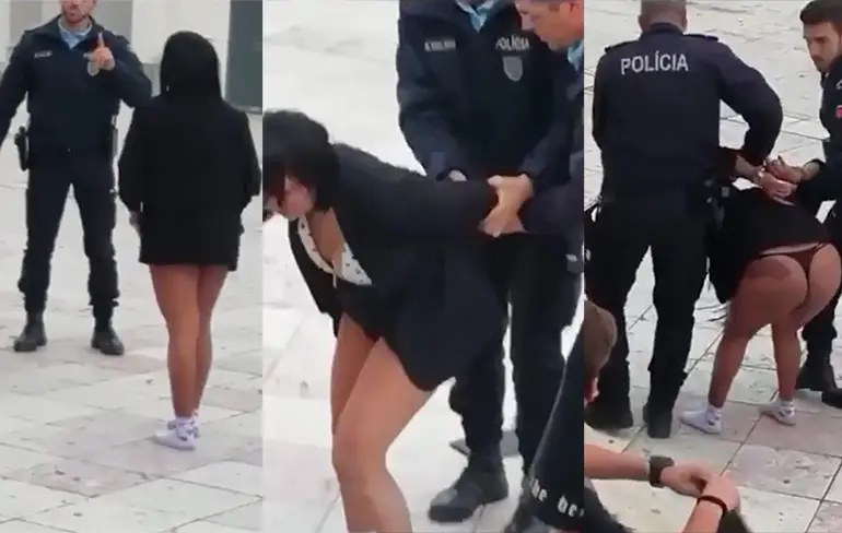 Vrouw zonder broek maakt amok in het Portugese Santarém