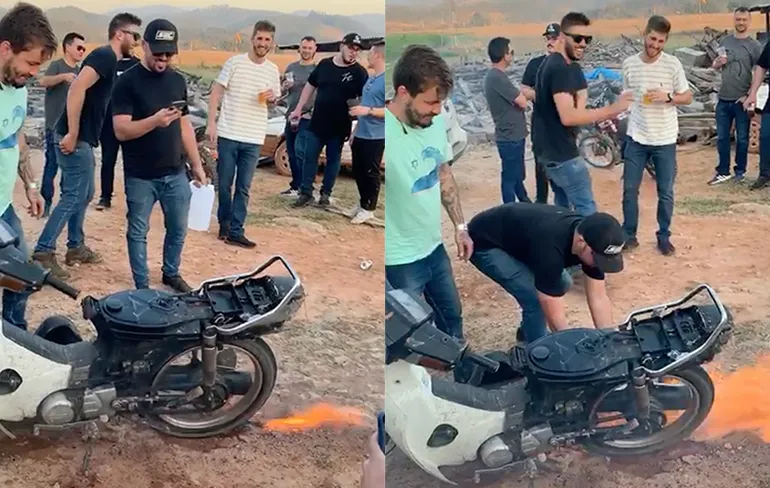 Vuur maken met scooter: De Braziliaanse Jeroen "Niet doen"