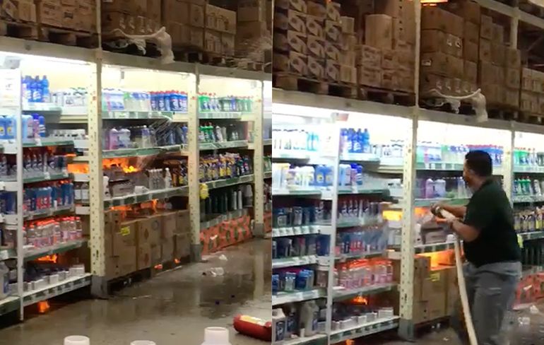 Vuurtje blussen in Braziliaanse supermarkt is duidelijk niet gelukt