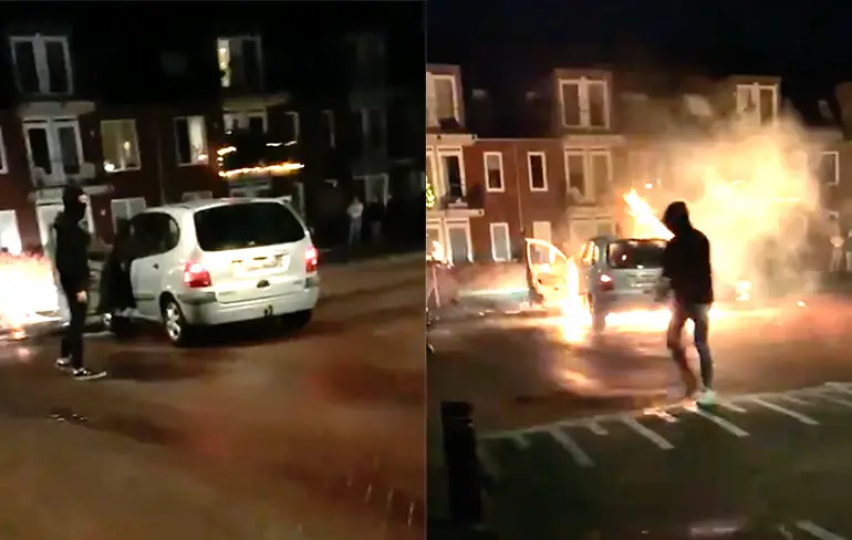 Wederom gezellig in Veen en wederom een auto in de fik