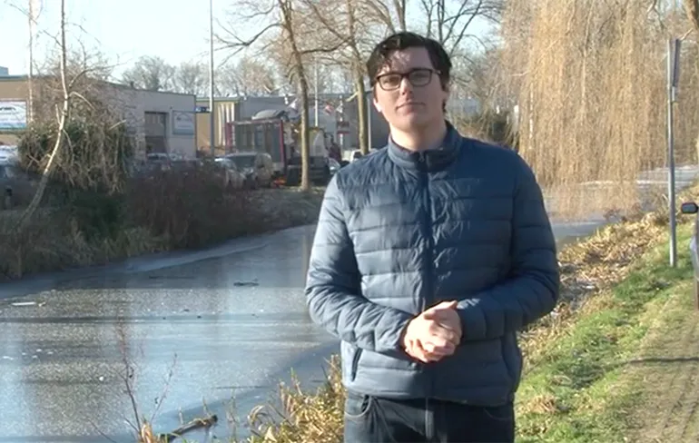 Weerman lokale omroep Hilversum test het ijs...