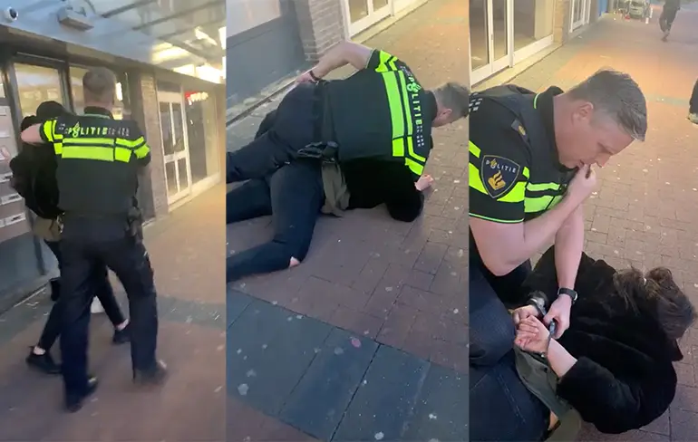 Wijkagent in Hoogvliet laat zien dat je mee moet werken tijdens arrestatie