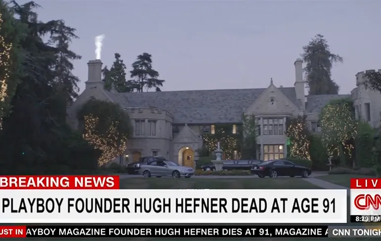 Witte rook uit schoorsteen Playboy Mansion, opvolger Hugh Hefner bekend!