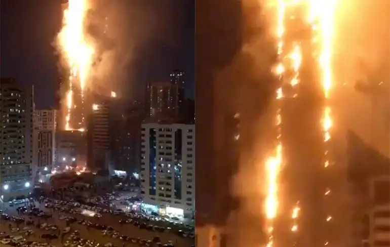 Wolkenkrabber in de Verenigde Arabische Emiraten staat nogal flink in de hens