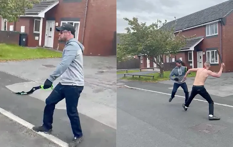 WTF: Twee mannen gaan elkaar te lijf met grote Rambo-messen