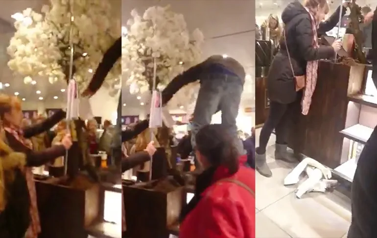 Zelfs het meubilair is niet veilig in V&D Groningen