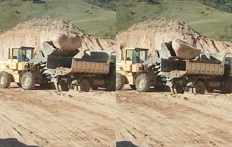 Zelfs Stevie Wonder kan zien dat steen inladen fout zal gaan