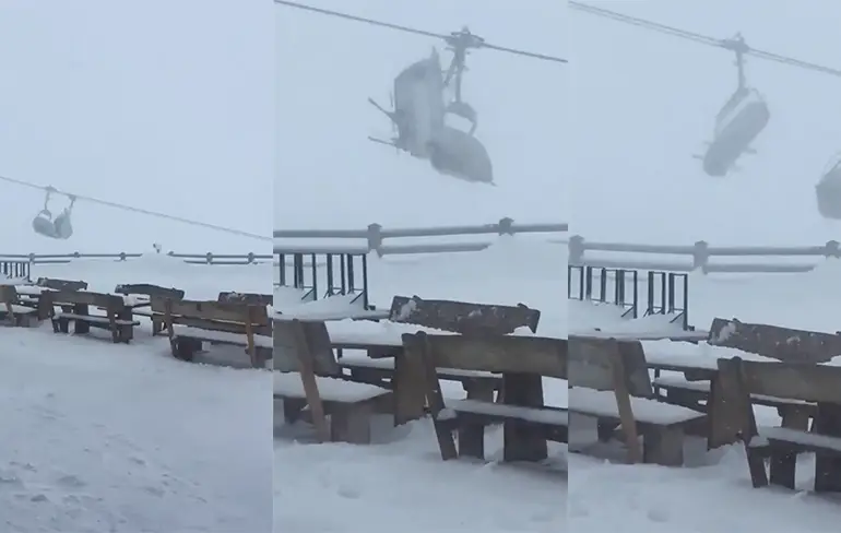 Zo'n skilift met beetje wind is ook geen aanrader