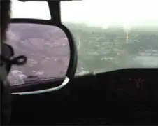 Zwaar regenbuitje vanuit de cockpit