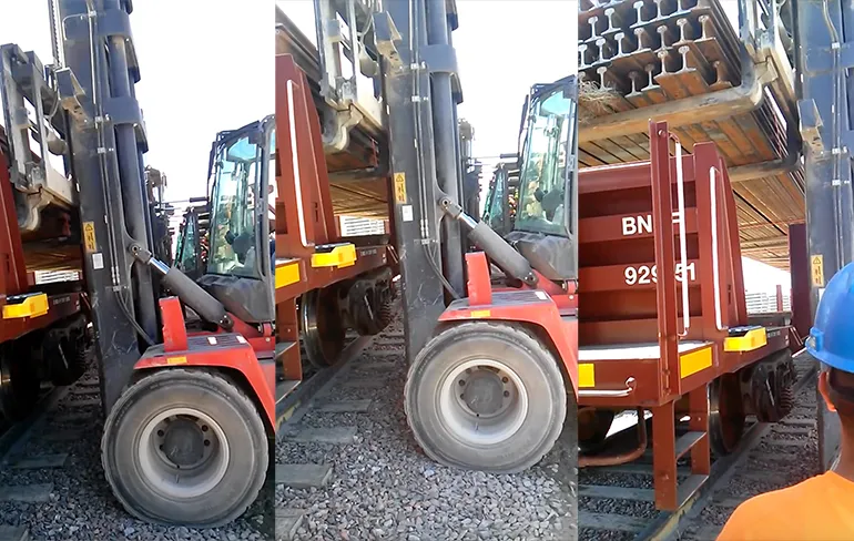 Zware goederen met heftrucks van een trein tillen doe je dus niet zo