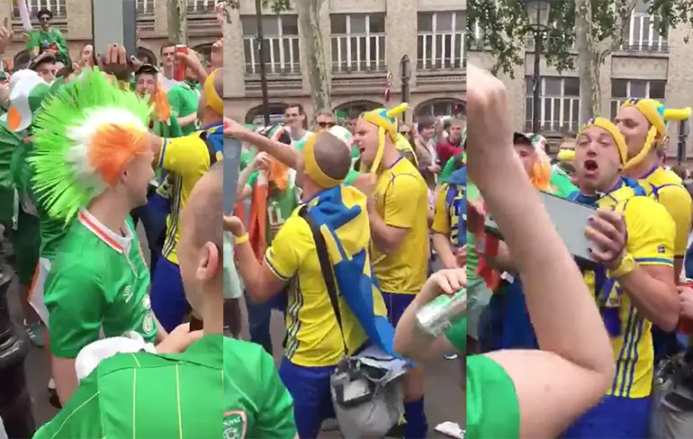 Zweden en Ieren kunnen het prima met elkaar vinden op het EK