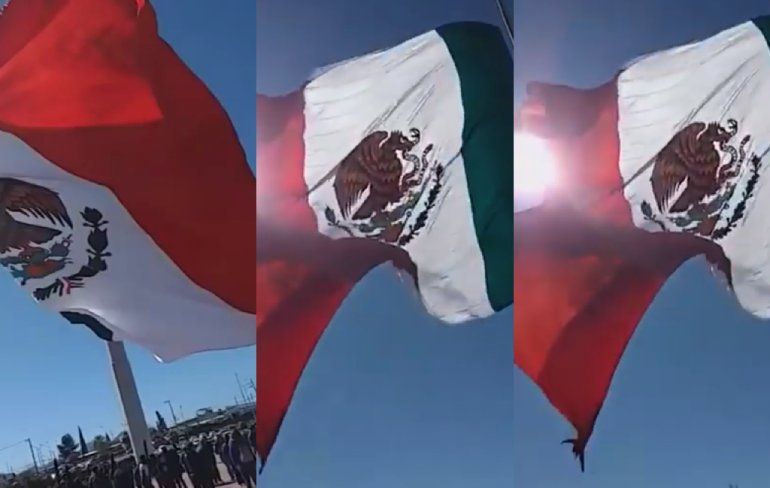 Reuze vlag laat Mexicaanse soldaat vliegen