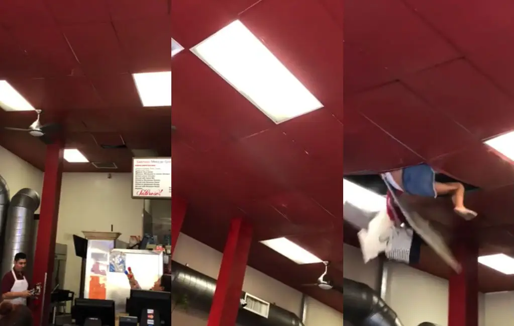 Crackhead vrouwtje valt Mexicaans restaurant binnen