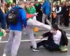 Man krijg schop in het gezicht tijdens St. Patrick's Day