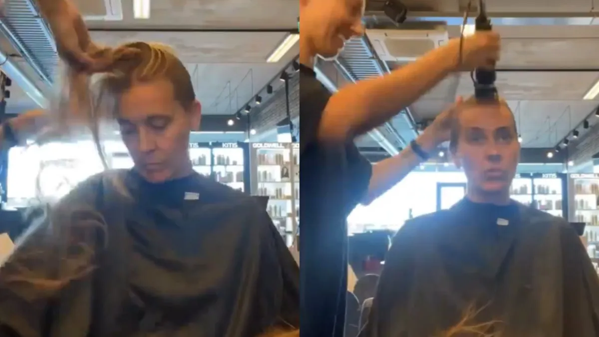 Anouk laat zichzelf een iets wat kortere coupe aanmeten