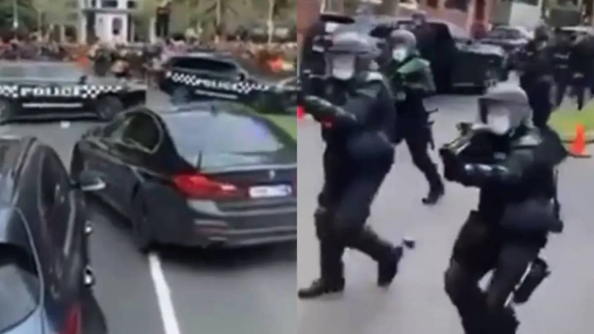 Actievoerders en politie gaan inmiddels hard tegen hard in het Australische Melbourne