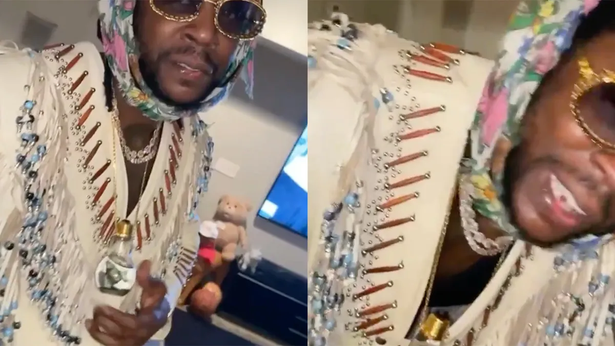 Rapper 2 Chainz heeft een ketting met een levende vis