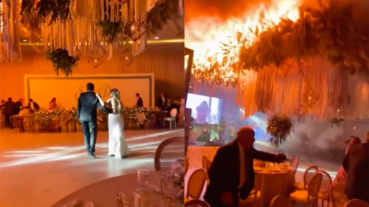 Vuurwerk zet bruiloftsfeest echt in vuur en vlam