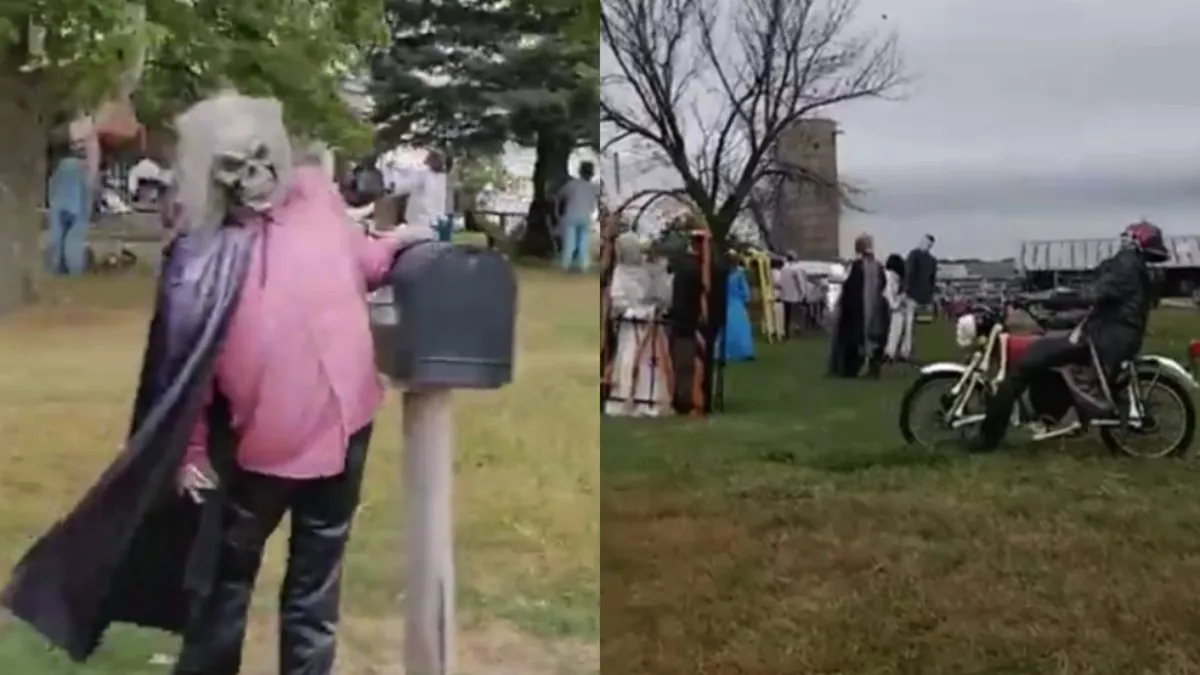 Bij boerderij zijn ze lekker los gegaan met Halloween versieringen