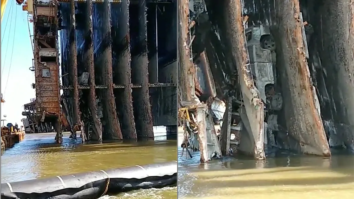 Auto's in scheepswrak in Amerikaanse Georgia is een bizar gezicht